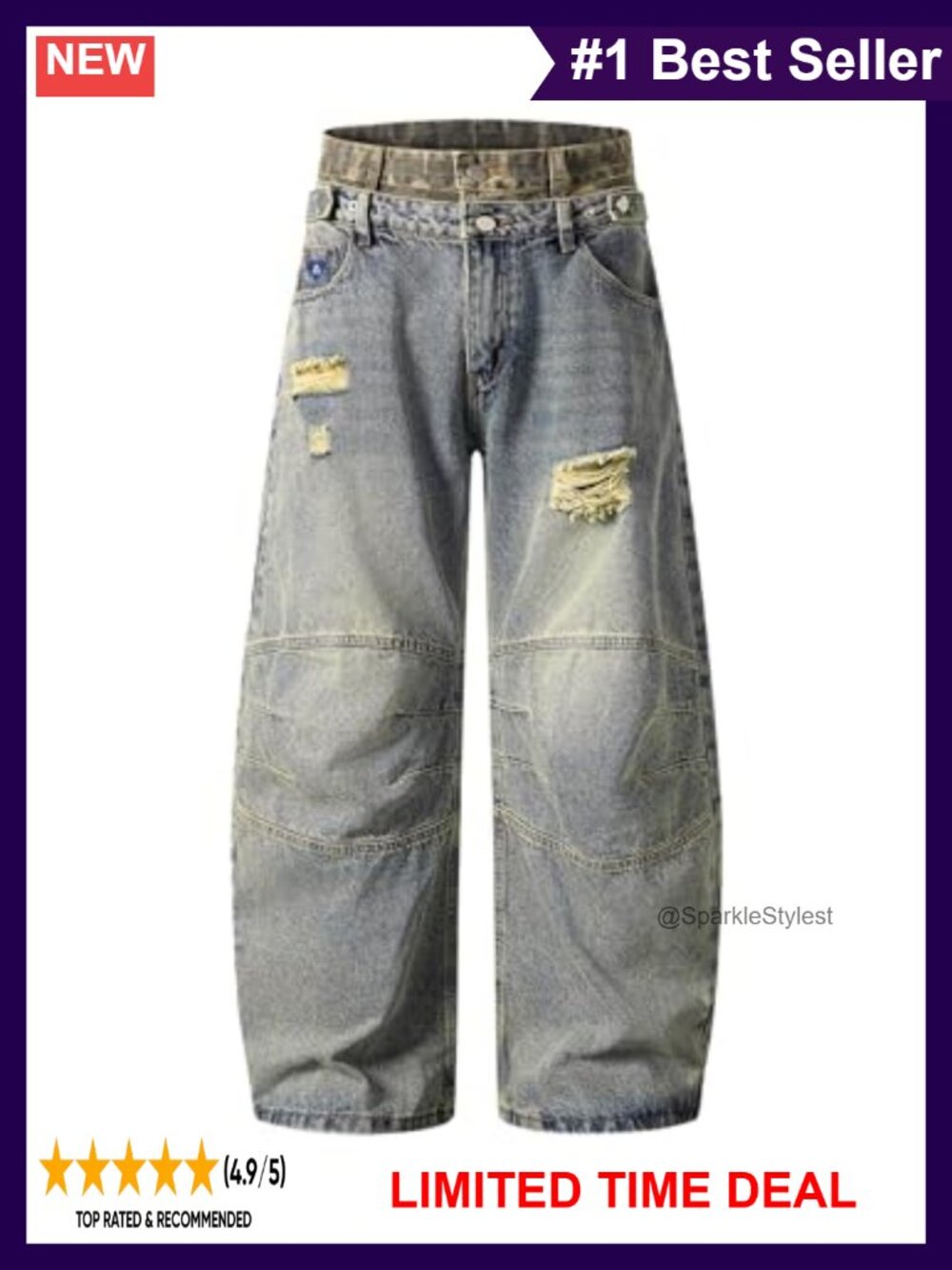 Aelfric Eden Camo Double Waist Baggy Wide Leg Jeans